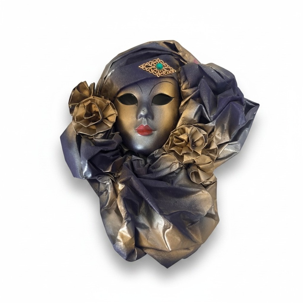 Mirho Italian Ceramic Wall Mask OS Purple Gold Venetian Masquerade Decor